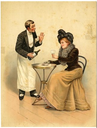 Antique Print-BELLE-EPOQUE-WOMAN-WAITER-Anonymous-c.1890?1910