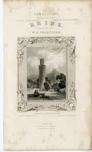 2-Antique Prints-TOWER-OBERWESEL-RHINE-Clark-Tombleson-1832