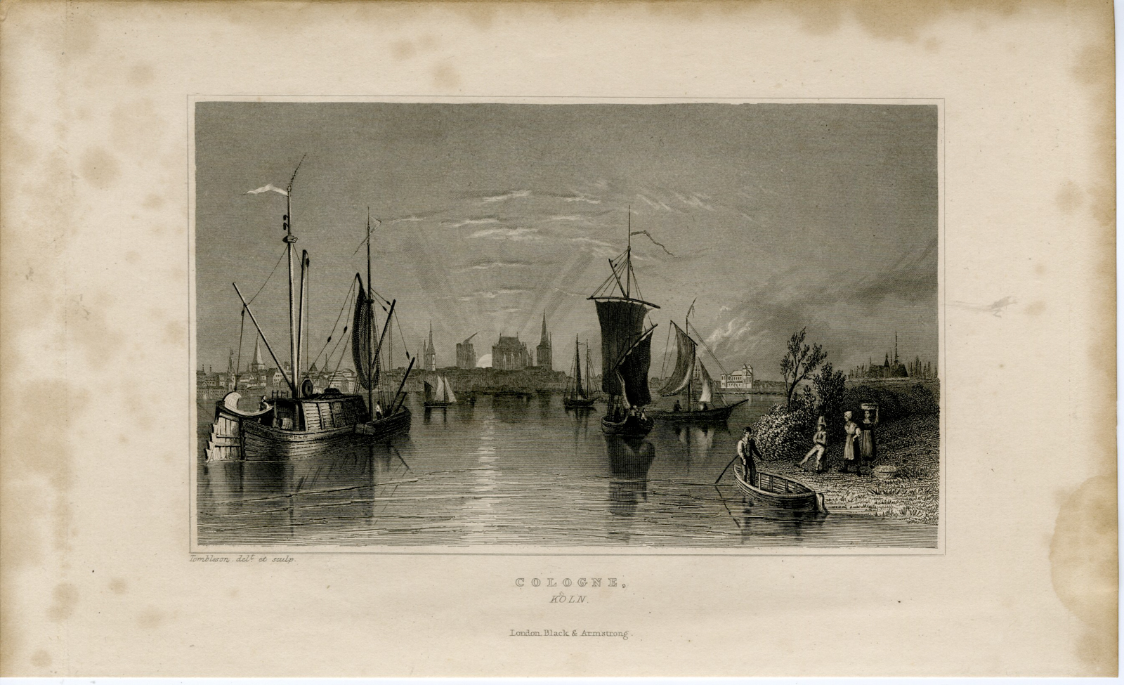 , Antique Print-COLOGNE-KOELN-RHINE-Tombleson-1832, Pictura Antique Prints