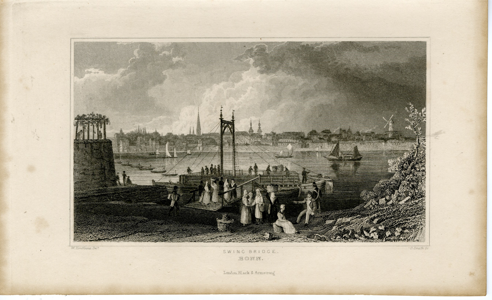 , Antique Print-SWING-BRIDGE-BONN-RHINE-Smith-Tombleson-1832, Pictura Antique Prints
