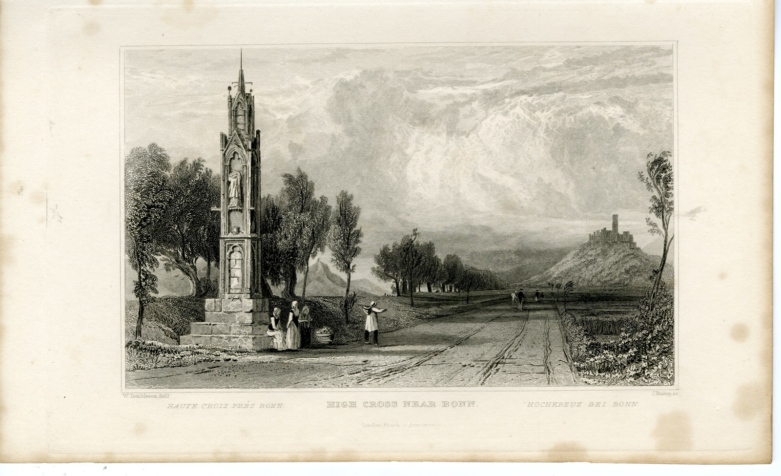 , Antique Print-HIGH-CROSS-BONN-GODESBERG-RHINE-Bishop-Tombleson-1832, Pictura Antique Prints