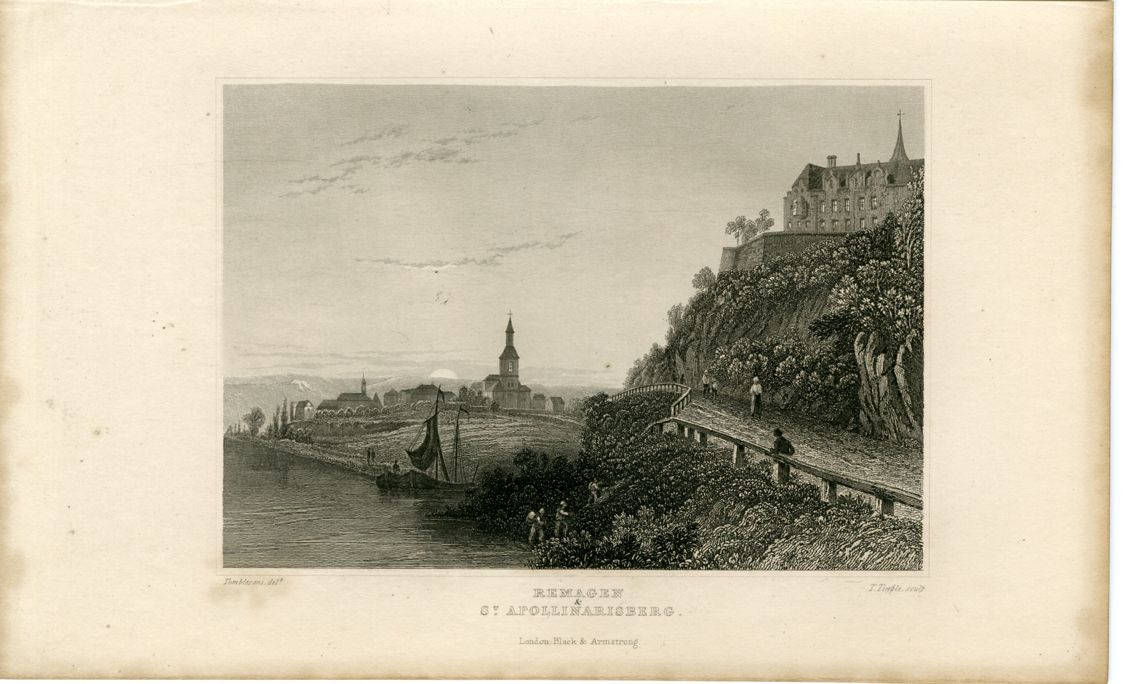 , Antique Print-REMAGEN-ST-APOLLINARISBERG-RHINE-Tingle-Tombleson-1832, Pictura Antique Prints