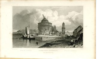 Antique Print-TOWER-NEAR-ANDERNACH-RHINE-GERMANY-Tingle-Tombleson-1832