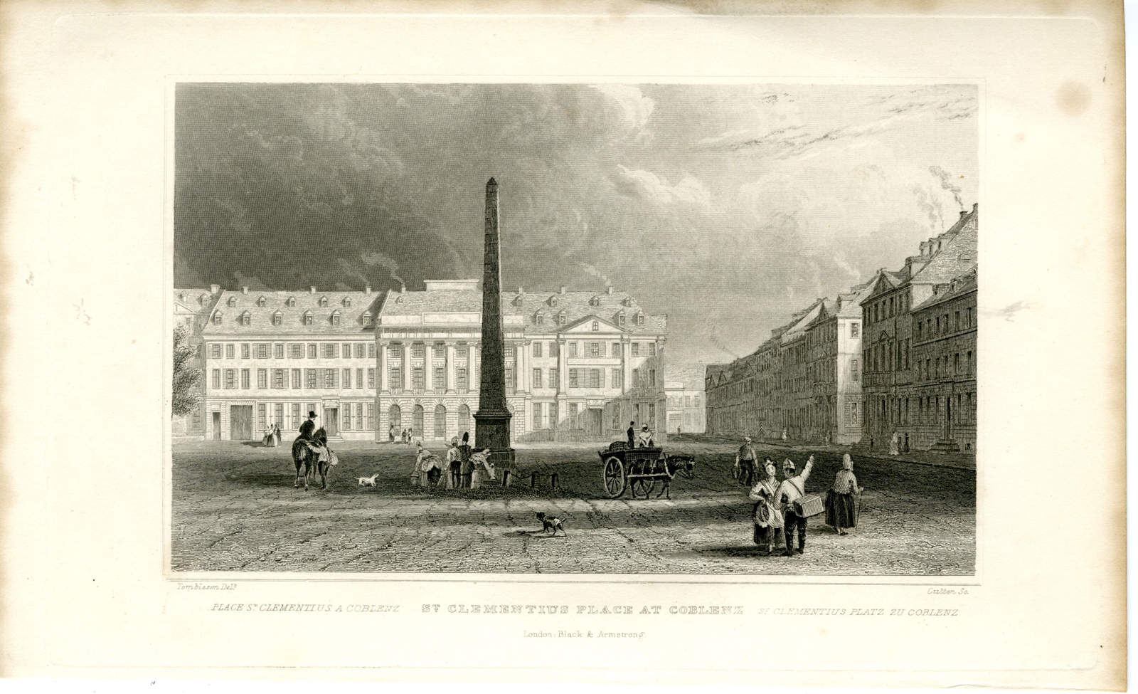 , Antique Print-COBLENZ-ST-CLEMENTIUS-PLACE-RHINE-Cutten-Tombleson-1832, Pictura Antique Prints
