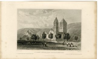 Antique Print-ST-JOHNS-CHURCH-NIEDERLAHNSTEIN-RHINE-Watts-Tombleson-1832