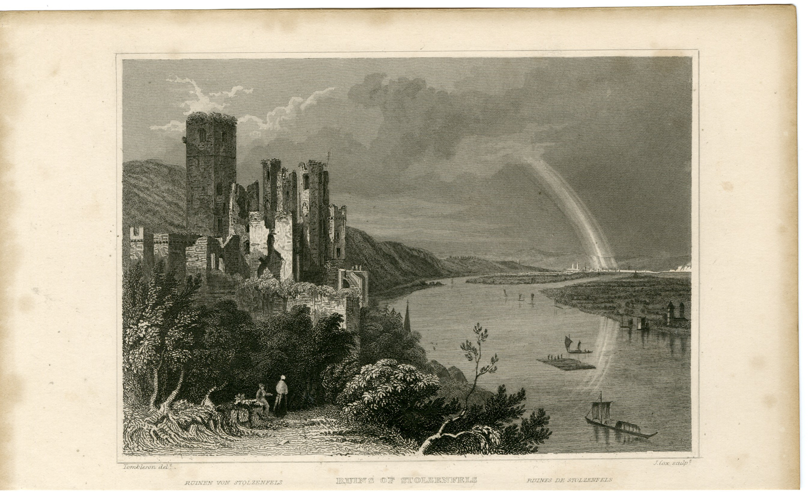 , Antique Print-STOLZENFELS-RHINE-Cox-Tombleson-1832, Pictura Antique Prints