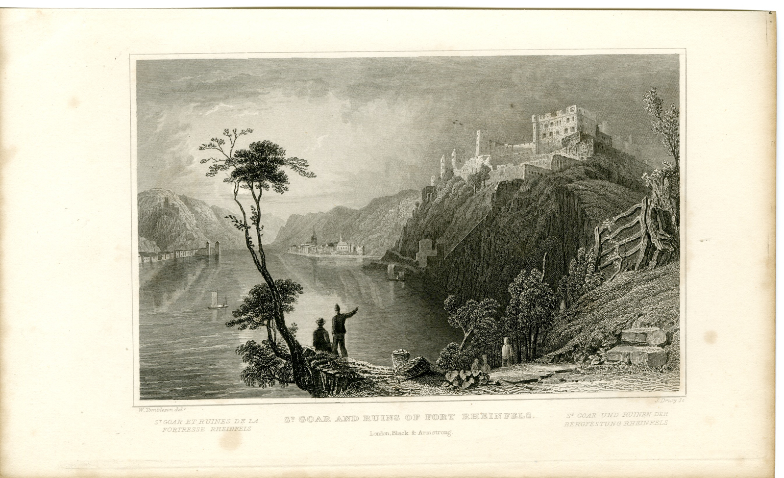 , Antique Print-ST-GOAR-RHEINFELS-Drury-Tombleson-1832, Pictura Antique Prints
