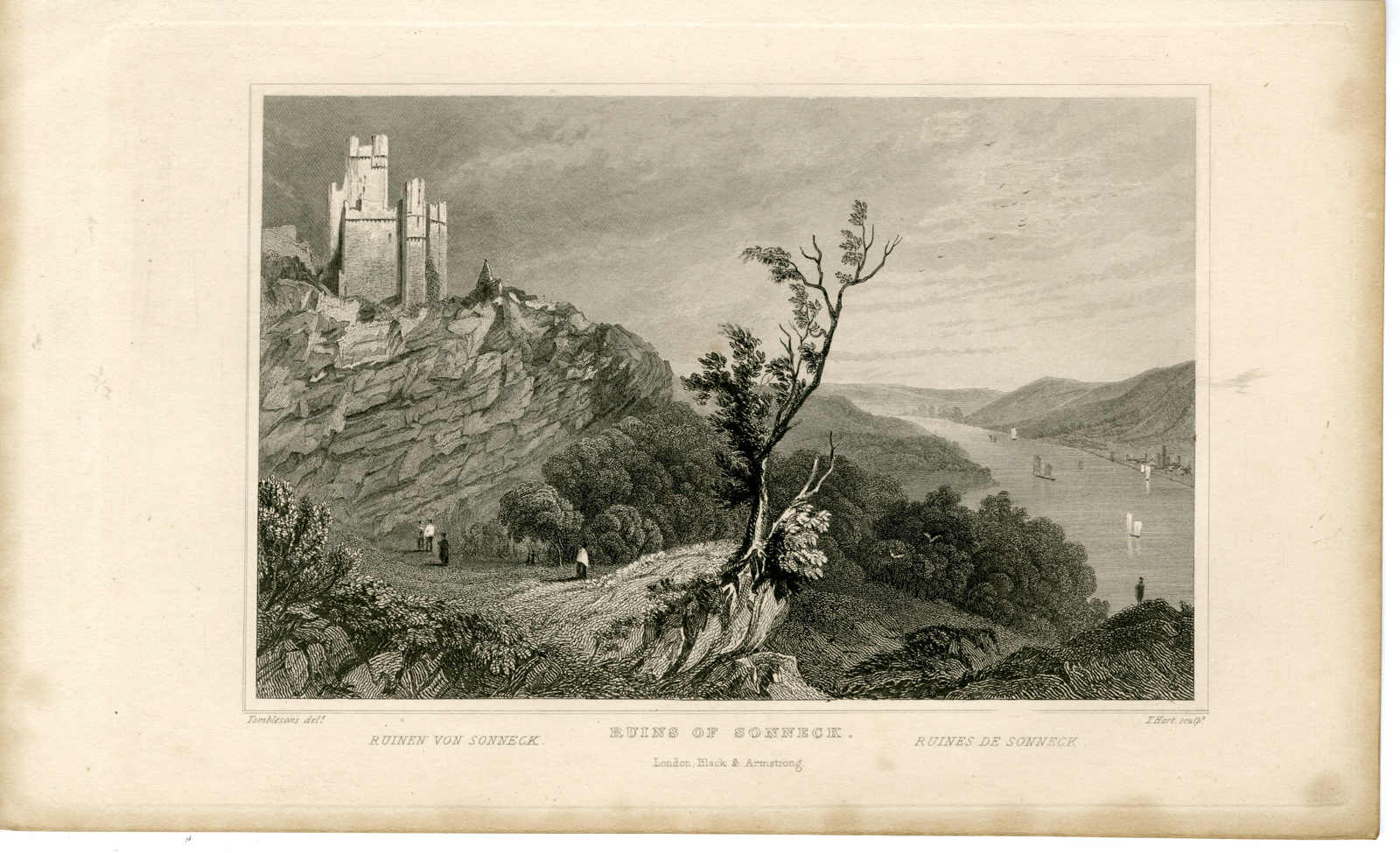 , Antique Print-SONNECK-RUINS-Hart-Tombleson-1832, Pictura Antique Prints