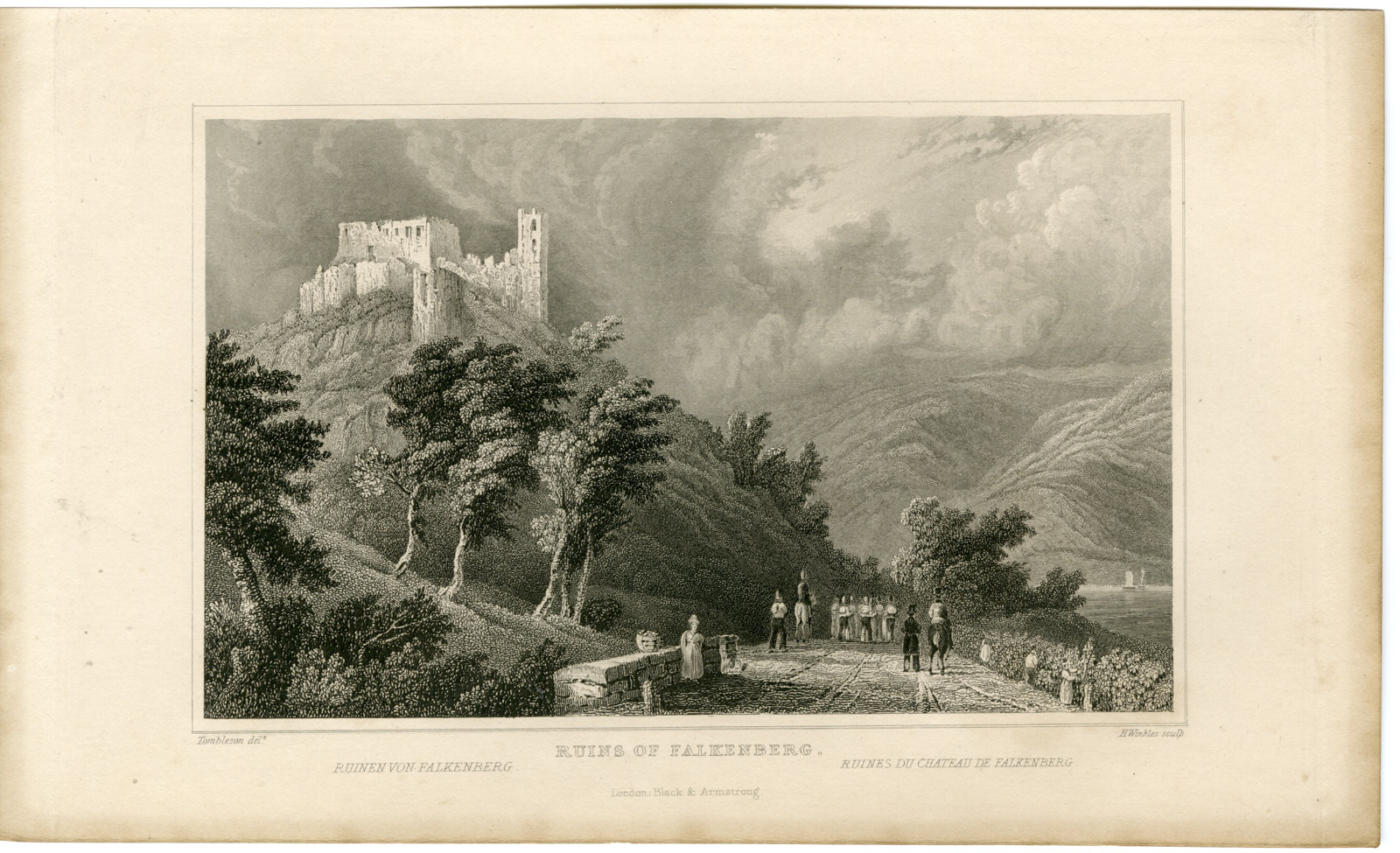 , Antique Print-FALKENBERG-RUINS-Winkles-Tombleson-1832, Pictura Antique Prints
