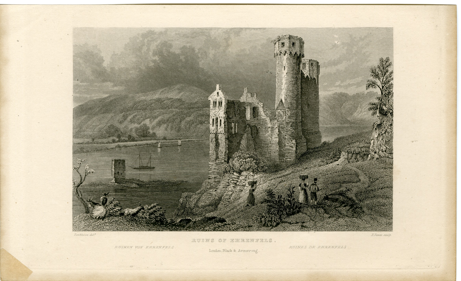 , Antique Print-EHRENFELS-RUINS-Jones-Tombleson-1832, Pictura Antique Prints