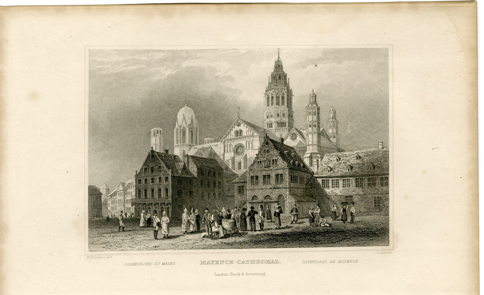 , Antique Print-MAYENCE-CATHEDRAL-MAINZ-Carter-Tombleson-1832, Pictura Antique Prints