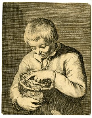 Antique Master Print-JONGEN-VOGELNEST-BIRD NEST-Anonymous-Bloemaert-c.1640?1670