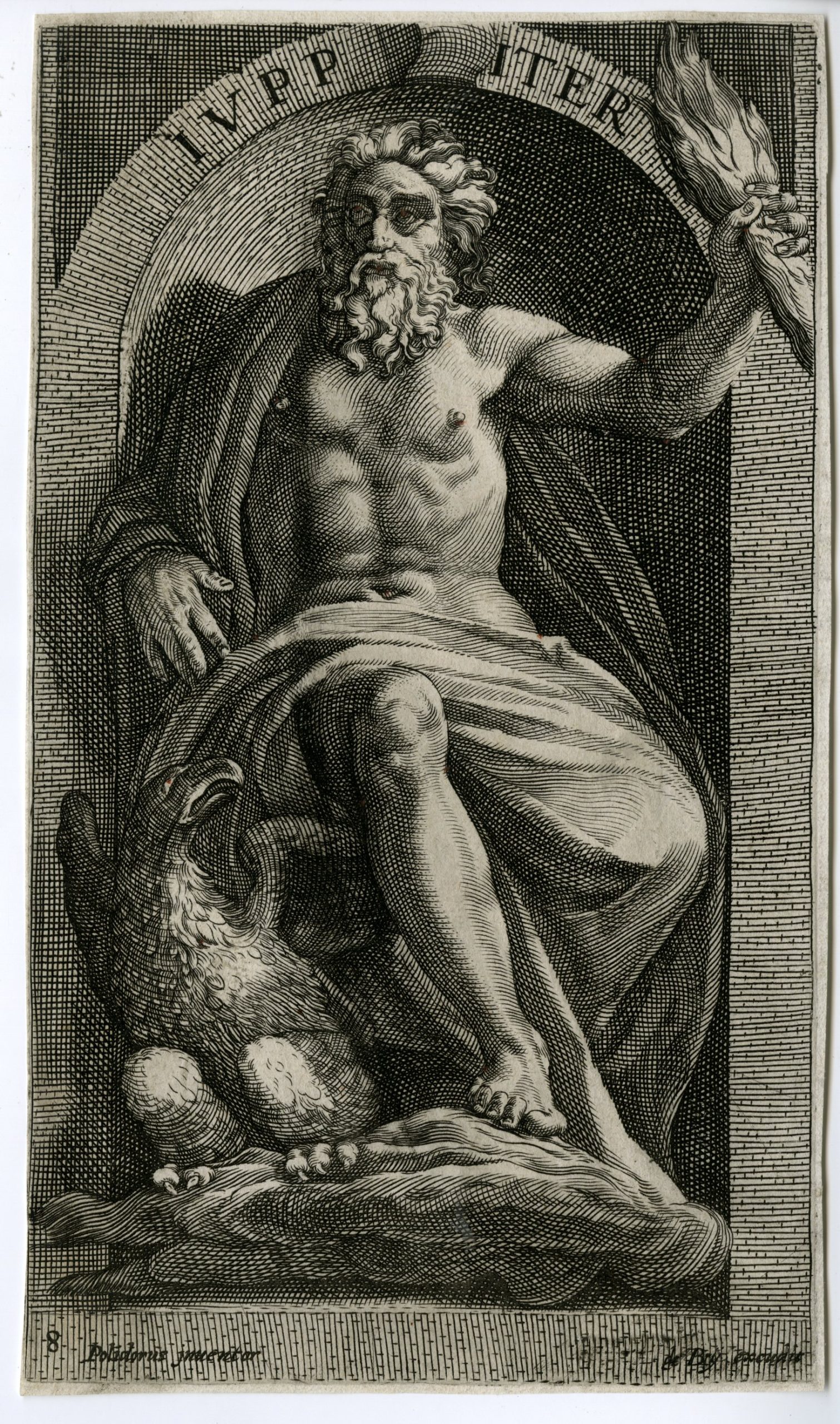 , Rare-Antique Master Print-JUPITER-MYTHOLOGY-MANNERISM-de Bry-Caravaggio-16th c., Pictura Antique Prints