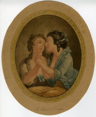 Antique Master Print-KISS-OF-FRIENDSHIP-YOUNG WOMEN-Janinet-Doublet-c.1773