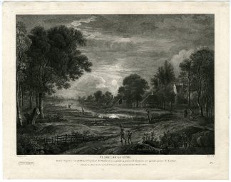 Antique Master Print-CLAIR-DE-LA-LUNE-MOONLIGHT-LANDSCAPE-Major-Neer-1753