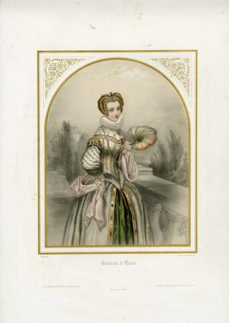Antique Print-GABRIELLE D'ESTREE-FASHION-PORTRAIT-Regnier-Numa-ca. 1845?1855