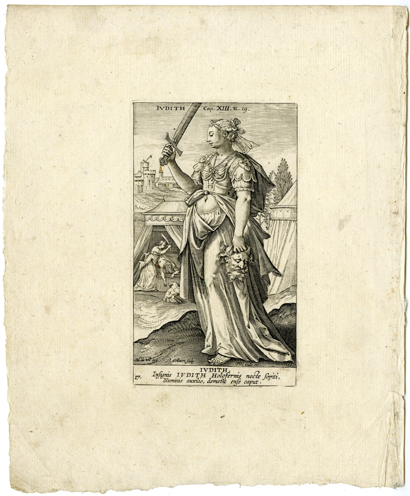 , Antique Master Print-JUDITH-HOLOFERNES-Collaert-de Vos-c.1590-1595, Pictura Antique Prints