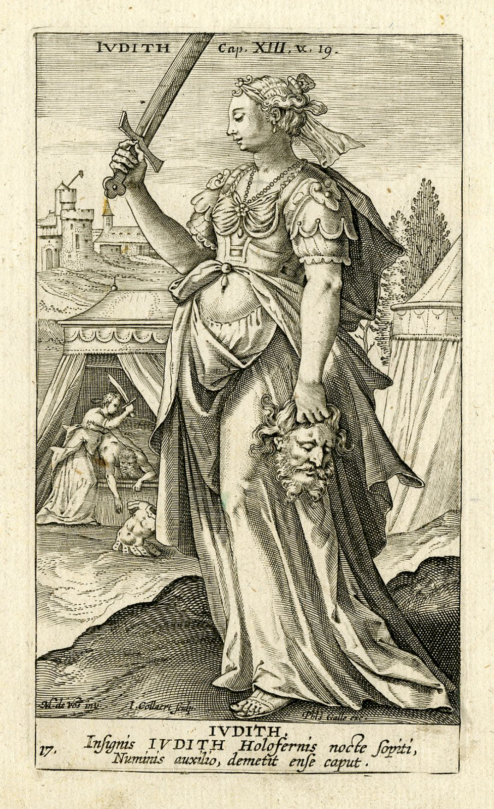 , Antique Master Print-JUDITH-HOLOFERNES-Collaert-de Vos-c.1590-1595, Pictura Antique Prints