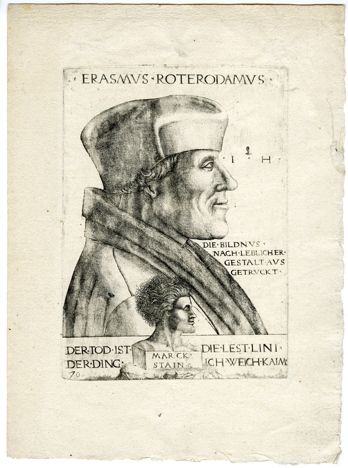 , Rare-Antique Master Print-ERASMUS ROTERODAMUS-Hopfer-Massys-c.1520-1550, Pictura Antique Prints