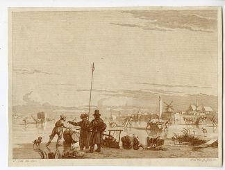 Antique Master Print-DECEMBER-WINTERMAAND-DUTCH-WINTER-SKATERS-De Wit-Cats-1807