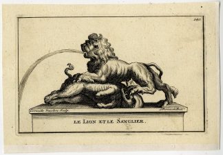 Antique Print-LE-LION-ET-LE-SANGLIER-BOAR-140-Thomassin-Van Cleve-1694-1724