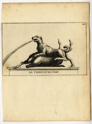 Antique Print-LE-CHIEN-ET-LE-CERF-PLATE-DOG-STAG-143-Thomassin-Houzeau-1694-1724