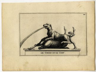 Antique Print-LE-CHIEN-ET-LE-CERF-PLATE-DOG-STAG-142-Thomassin-Houzeau-1694-1724