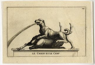 Antique Print-LE-CHIEN-ET-LE-CERF-PLATE-DOG-STAG-141-Thomassin-Houzeau-1694-1724
