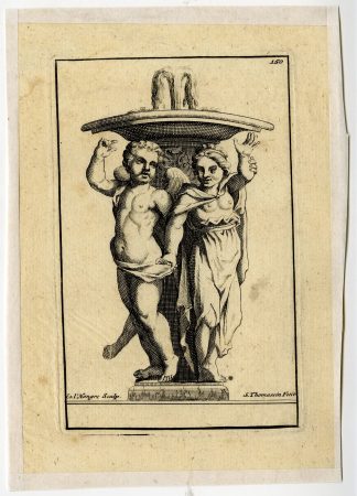 Antique Print-PUTTO-NYMPH-FOUNTAIN-PLATE-150-Thomassin-Le Hongre-1694-1724