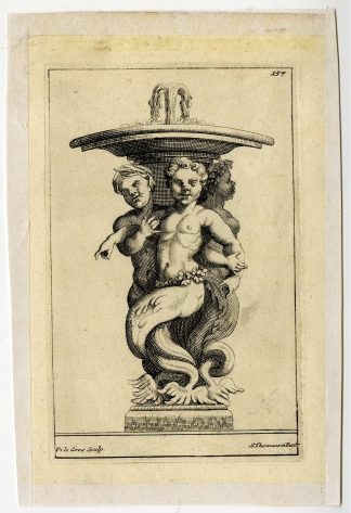 Antique Print-TRITONS-FOUNTAIN-VASE-PLATE-157-Thomassin-Le Gros-1694-1724