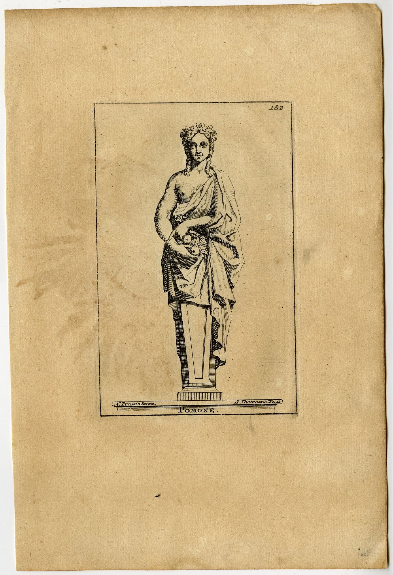 , Antique Print-POMONE-POMONA-PLATE-182-Thomassin-Poussin-1694-1724, Pictura Antique Prints