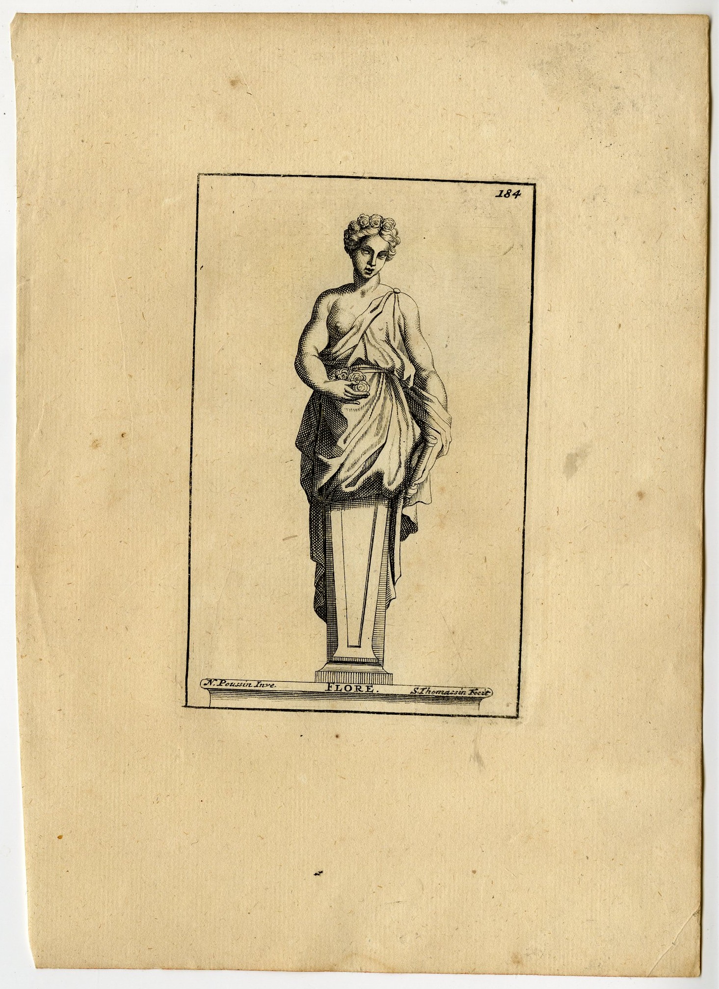 , Antique Print-FLORE-FLORA-PLATE-184-Thomassin-Poussin-1694-1724, Pictura Antique Prints