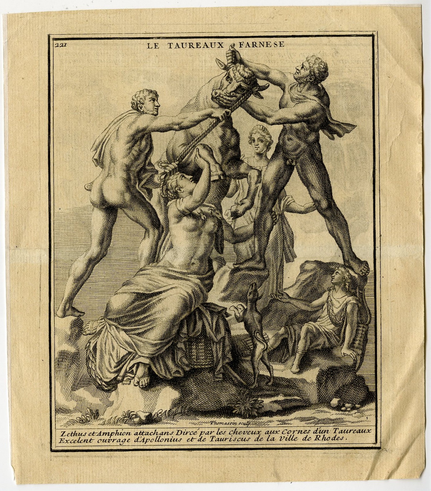 , Antique Print-LE-TAUREAUX-FARNESE BULL-PLATE-221-Thomassin-1694-1724, Pictura Antique Prints