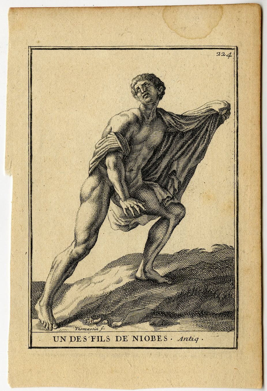, Antique Print-UN-DES-FILS-DE-NIOBES-PLATE-224-Thomassin-1694-1724, Pictura Antique Prints
