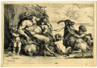 Antique Master Print-FAUN-PUTTI'S-GOAT-van Kessel-Rubens-c.1675