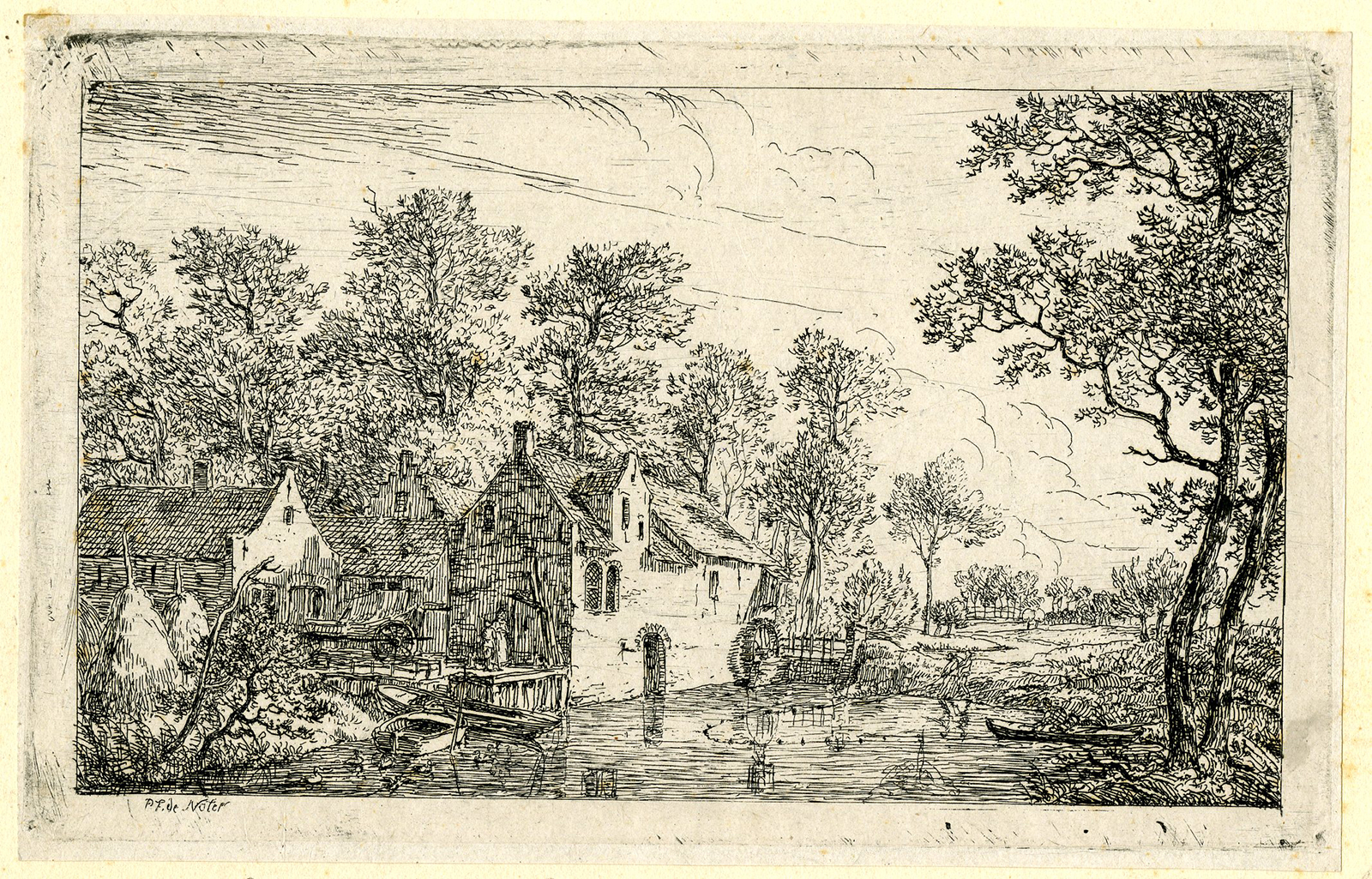 , Antique Master Print-LANDSCAPE-WATERMILL-GENT-de Noter-c.1820, Pictura Antique Prints