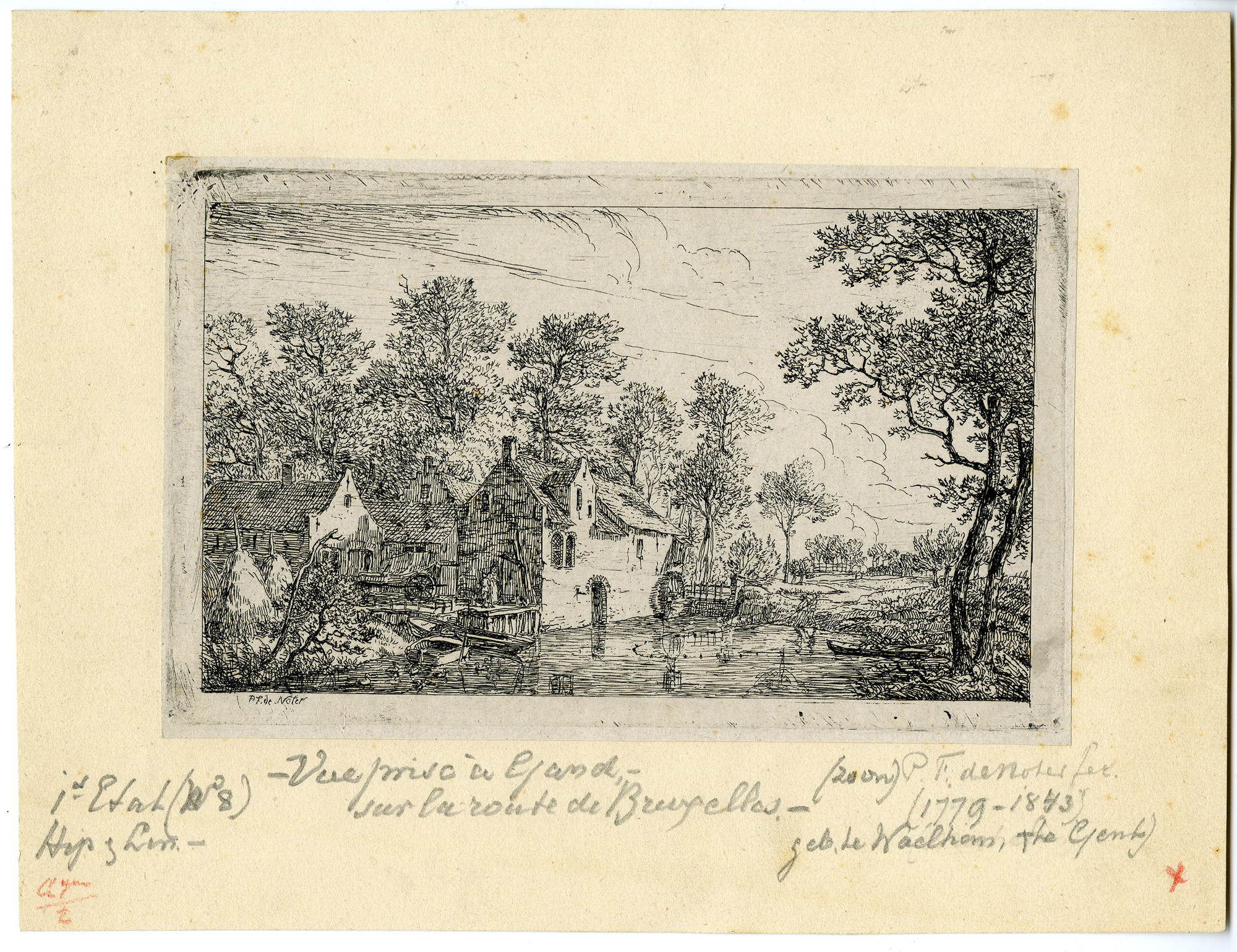 , Antique Master Print-LANDSCAPE-WATERMILL-GENT-de Noter-c.1820, Pictura Antique Prints