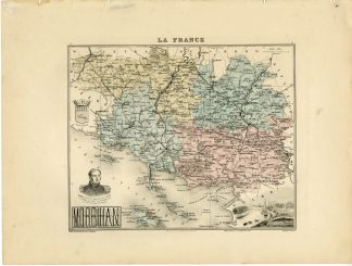 Antique Map-MORBIHAN-FRANCE-Lecocq-Barbier-Walter-Migeon-Bizet-1890