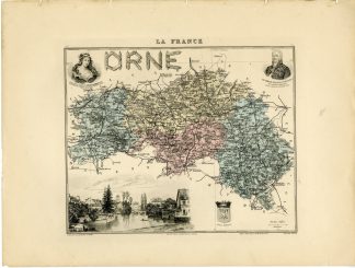 Antique Map-ORNE-FRANCE-Lecocq-Barbier-Walter-Migeon-Bizet-1890