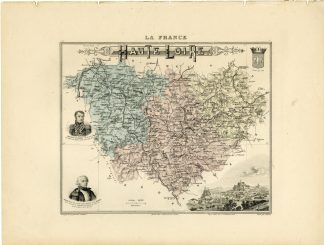 Antique Map-HAUTE-LOIRE-FRANCE-Lecocq-Barbier-Walter-Migeon-Bizet-1890