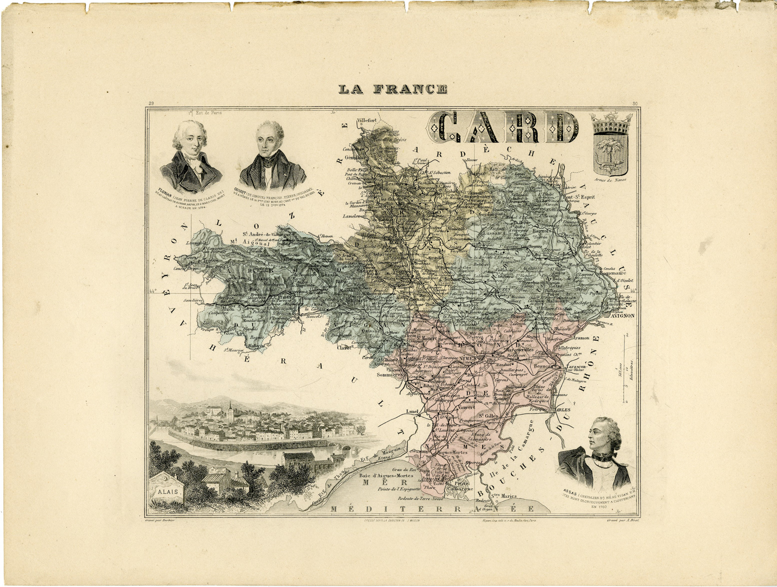 , Antique Map-GARD-FRANCE-Barbier-Migeon-Bizet-1890, Pictura Antique Prints
