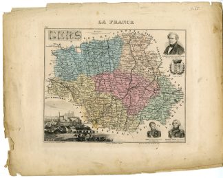 Antique Map-GERS-FRANCE-Dyonnet-Legenisel-Barbier-Vuillemin-1890