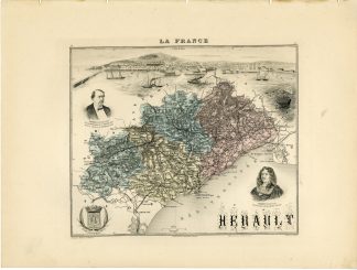 Antique Map-HERAULT-FRANCE-Barbier-Waltener-Migeon-Bizet-1890
