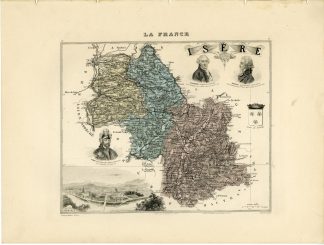 Antique Map-ISERE-FRANCE-Barbier-Walter-Migeon-Bizet-1890