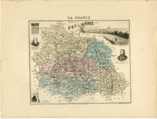 Antique Map-PUY-DE-DOME-FRANCE-Barbier-Walter-Migeon-Bizet-1890