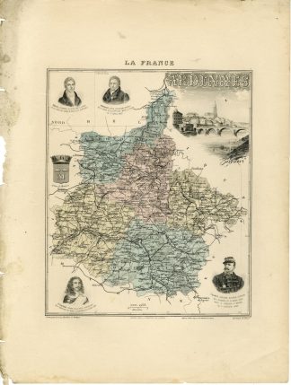 Antique Map-ARDENNES-FRANCE-Lecocq-Barbier-Walter-Migeon-Bizet-1890