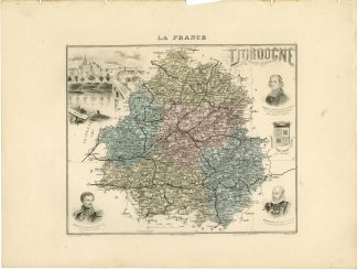 Antique Map-DORDOGNE-FRANCE-Barbier-Walter-Migeon-Bizet-1890