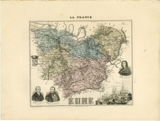 Antique Map-EURE-FRANCE-Bizet-Legenisel-Barbier-Migeon-1890
