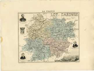 Antique Map-LOT-ET-GARONNE-FRANCE-Lecocq-Barbier-Walter-Migeon-Bizet-1890