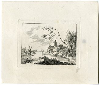 Antique Master Print-LANDSCAPE-WINDMILLS-RIVER-TOWERS-Berthoud-1820